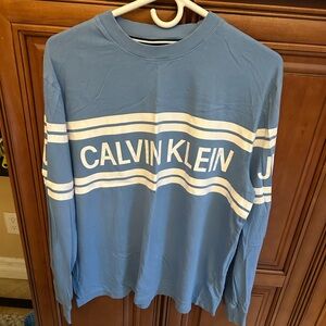 Calvin Klein Blue Crewneck with White Stripes